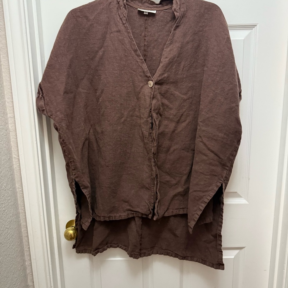 bryn Walker linen Brown Lightweight Shirt Jacket - Picture 6 of 8